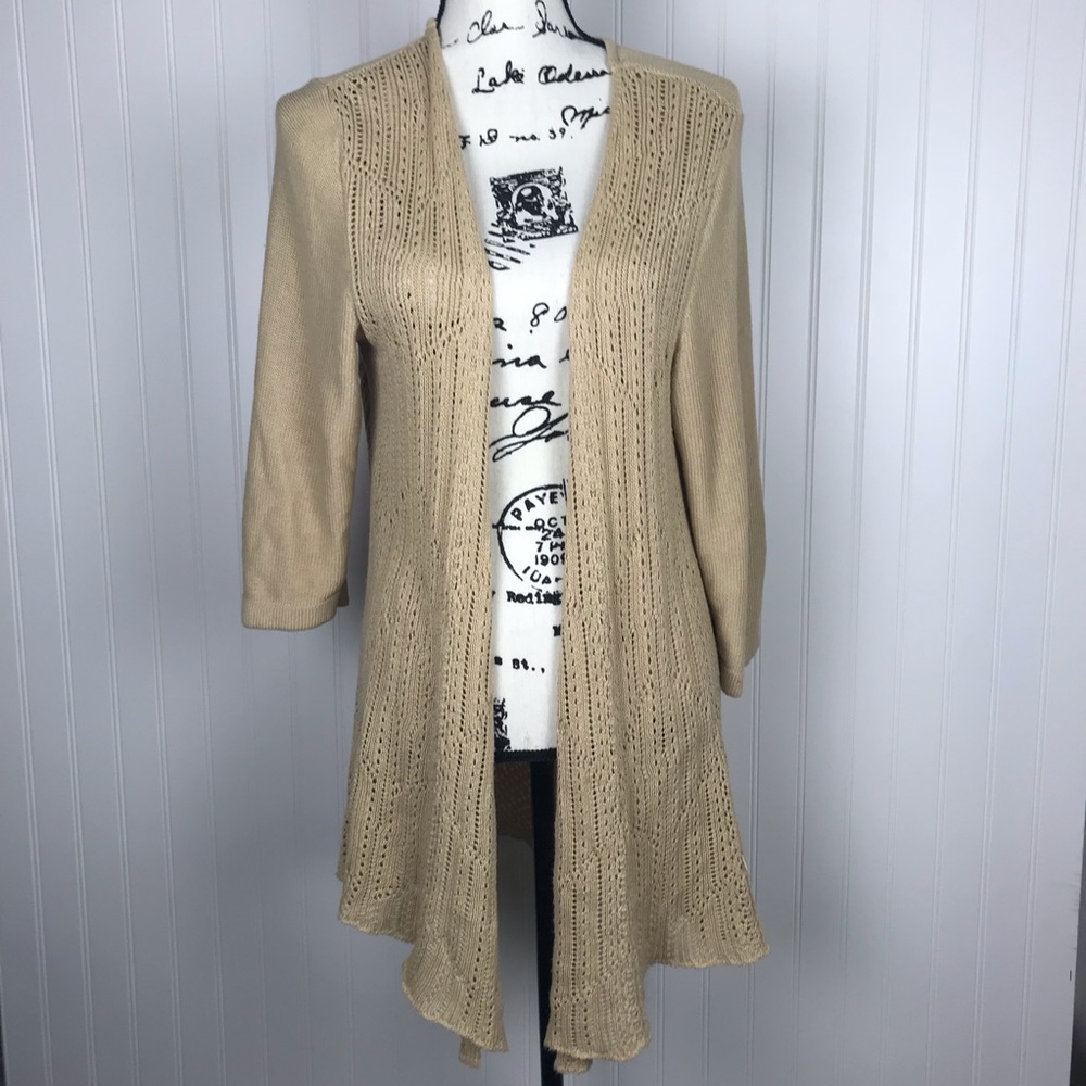 NY Collection Tan Sweater Duster/ Long Cardigan